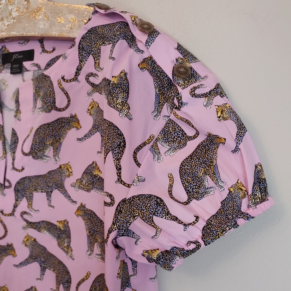 J. Crew Ratti Pink Print Cheetah Print Blouse Top Size XXS - Picture 5 of 10